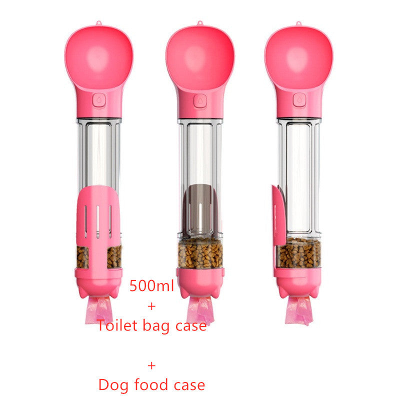 Bouteille d'eau pour animaux de compagnie, bol d'alimentation, sac poubelle, rangement, portable, voyage en plein air, bouteille d'eau pour chien 3 en 1