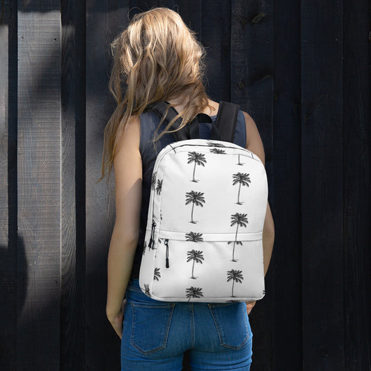 Coco Palm Print Backpack - White-0